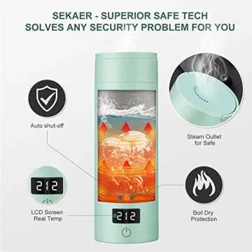 Sekaer Travel Electric Tea Kettle Portable Small Mini Coffee Kettle, with 4 Variable Presets, Personal Hot Water Boiler 304 Stainless Steel with Auto Shut-Off & Boil Dry Protection, SY-618G