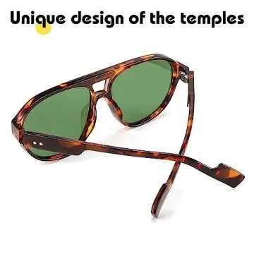 FEISEDY Sunglasses Women Men Polarized, Small 70s Aviator Frame, Retro Vintage UV400 Sun Glasses B2373, Tortoise/Green