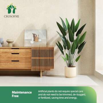 CROSOFMI Artificial Canna Lily Tree 5.2 Feet Fake Tropical Palm Tree with 25 Trunks,Perfect Large Faux Silk Plants in Pot for Indoor Outdoor Home Office Garden Modern Decoration Housewarming Gift