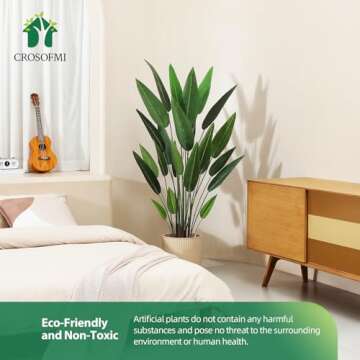 CROSOFMI Artificial Canna Lily Tree 5.2 Feet Fake Tropical Palm Tree with 25 Trunks,Perfect Large Faux Silk Plants in Pot for Indoor Outdoor Home Office Garden Modern Decoration Housewarming Gift