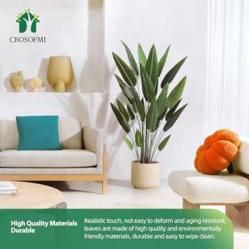 CROSOFMI Artificial Canna Lily Tree 5.2 Feet Fake Tropical Palm Tree with 25 Trunks,Perfect Large Faux Silk Plants in Pot for Indoor Outdoor Home Office Garden Modern Decoration Housewarming Gift