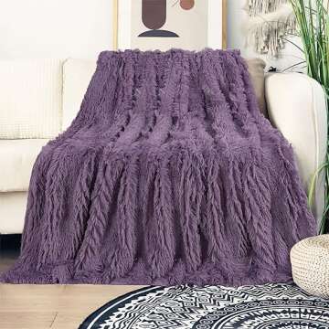 Tuddrom Decorative Extra Soft Fuzzy Faux Fur Throw Blanket 50" x 60",Solid Reversible Long Hair Shag...