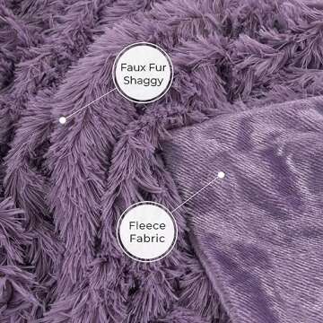 Tuddrom Decorative Extra Soft Fuzzy Faux Fur Throw Blanket 50" x 60",Solid Reversible Long Hair Shaggy Blanket,Fluffy Plush Comfy Microfiber Fleece Blanket for Couch Sofa Bedroom,Patrican Purple