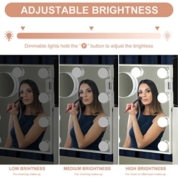 Hollywood Makeup Mirror 9 LED Lights 360 Rotation Dimmable