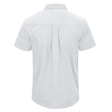 JEKAOYI Mens Casual Linen Button Down Short Sleeve Shirts Beach Summer Spread Collar Pocket Tops