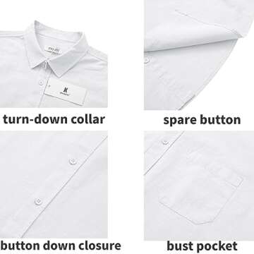 JEKAOYI Mens Casual Linen Button Down Short Sleeve Shirts Beach Summer Spread Collar Pocket Tops