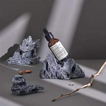 4PCS Original Design Product Photography Background Props Waterproof Hard Emulate Landscaping Rock Props for Photoshoot (Black)