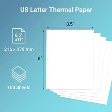 Odaro Thermal Printer Paper 8.5 x 11 US Letter Size Paper, Multipurpose Office White Paper - 100 sheets, Compatible with M08F, M832, MT800, MT800Q And Other Letter Portable Printers