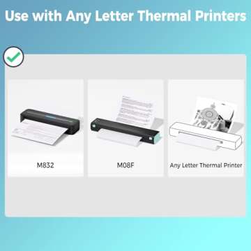 Odaro Thermal Printer Paper 8.5 x 11 US Letter Size Paper, Multipurpose Office White Paper - 100 sheets, Compatible with M08F, M832, MT800, MT800Q And Other Letter Portable Printers