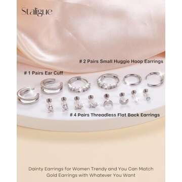 Trendy Dainty Gold Earrings Set for Women Hypoallergenic