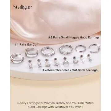 Trendy Dainty Gold Earrings Set for Women Hypoallergenic