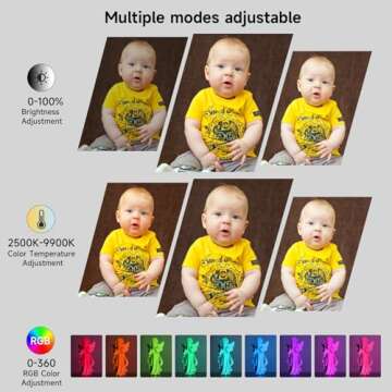 RGB Video Light, PHOTOOLEX TOFU Camera Light Mini 360° Full-Color LED Light 2500-9900K, Magnetic Ph...