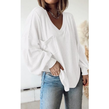 BTFBM Women's V Neck Pullover Comfortable Tunic Top