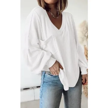 BTFBM Women's V Neck Pullover Comfortable Tunic Top