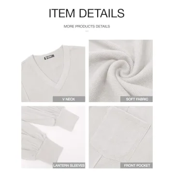 BTFBM Women's V Neck Pullover Comfortable Tunic Top