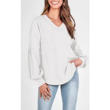 BTFBM Women's V Neck Pullover Comfortable Tunic Top