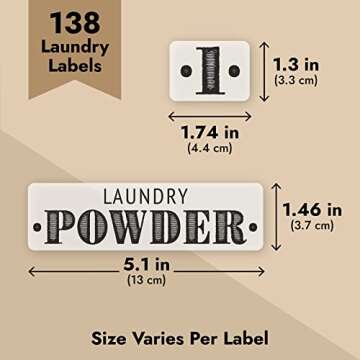 Talented Kitchen 138 Farmhouse Laundry Labels for Jars, Containers - Preprinted Bold All-Caps Household Stickers for Linen Closet, Bathroom, Home Office Organization
