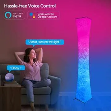 MAYOMAJO 61 Inch Smart Floor Lamp, Soft Light RGB Color Changing, Voice Control, Compatible with Alexa & Google Home, Music Sync Mood Lighting for Living Room Bedroom Party Decor
