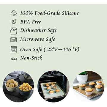 TeaRoo Silicone Baking Cups for Easy Mess-Free Baking