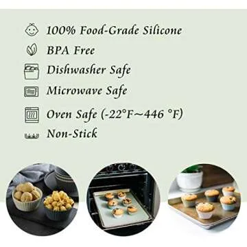 TeaRoo Silicone Baking Cups for Easy Mess-Free Baking