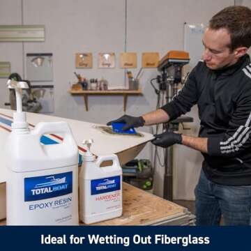 TotalBoat 5:1 Marine Epoxy Resin Kit for Bonding, Filleting, Coating, and Laminating - Use for Fiberglass, Wood, Carbon Fiber, Boat Building, Repairs, Woodworking (Quart, Slow Hardener, Pumps)