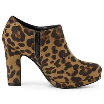 Allegra K Leopard Ankle Booties for Style and Comfort