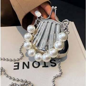 Zenosy Mini Pearl Evening Bag for Women Fashion Handbag Satchel Purse Shoulder Bag Crossbody Purse w...