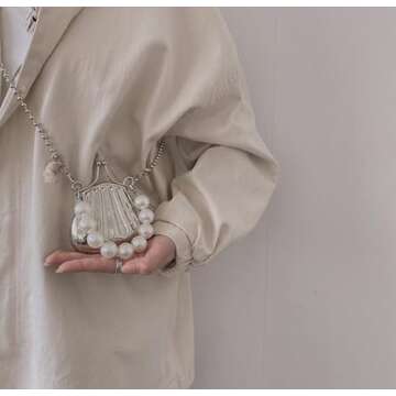 Zenosy Mini Pearl Evening Bag for Women Fashion Handbag Satchel Purse Shoulder Bag Crossbody Purse with Pearls