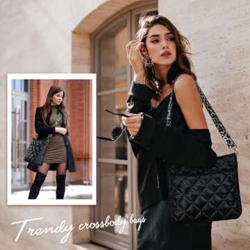 Quilted Crossbody Bags for Women, Unique Pattern Strap Quilted Bag, Crossbody Purses for Women, Quil...