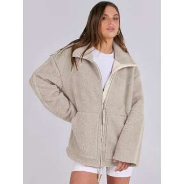 Warm Oversized Sherpa Fleece Jacket for Women