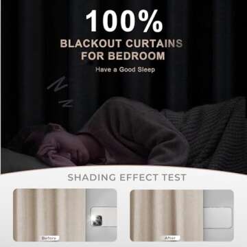 INOVADAY 100% Blackout Curtains 84 Inches Length 2 Panels Set, Back Tab/Rod Pocket Linen Black Out C...