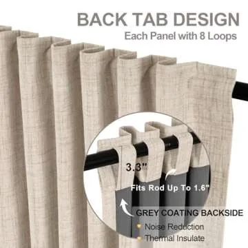INOVADAY 100% Blackout Curtains 84 Inches Length 2 Panels Set, Back Tab/Rod Pocket Linen Black Out Curtains for Bedroom, Thermal Insulated Window Drapes - Oatmeal, W50 X L84