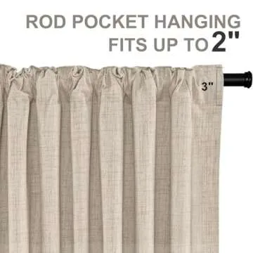 INOVADAY 100% Blackout Curtains 84 Inches Length 2 Panels Set, Back Tab/Rod Pocket Linen Black Out Curtains for Bedroom, Thermal Insulated Window Drapes - Oatmeal, W50 X L84