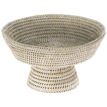 KOUBOO La Jolla Rattan Fruit Bowl - Elegant White Wash Handwoven Design