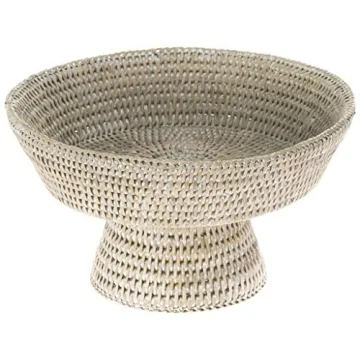 KOUBOO La Jolla Rattan Fruit Bowl - Elegant White Wash Handwoven Design