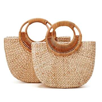 Tote Bag for Women Large Straw Beach Bag Summer Woven Tote Bags Straw Hobo Handbag Purse Fashion Moon Bag Bucket Bag 2023