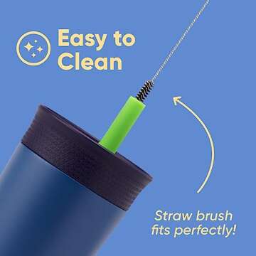 Owala Kids Insulation Stainless Steel Tumbler with Spill Resistant Flexible Straw, Easy to Clean, Kids Water Bottle, Great for Travel, Dishwasher Safe, 12 Oz, Peach and Yellow (Picnic)