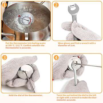 12" Meat Thermometer for Cooking Instant Read Long Stem Waterproof Stainless Steel Kitchen Thermometer for Deep Frying Candy Turkey BBQ Grill