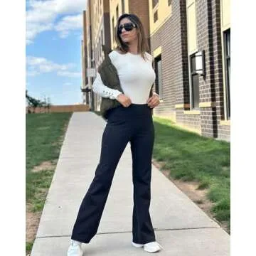 G4Free Fleece Lined Yoga Pants for Women Thermal Warm Flared Leggings with Pockets Soft Stretchy Fleece Winter Pants(Black,M)