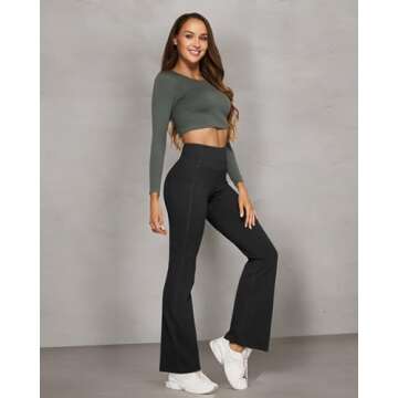 G4Free Fleece Lined Yoga Pants for Women Thermal Warm Flared Leggings with Pockets Soft Stretchy Fleece Winter Pants(Black,M)