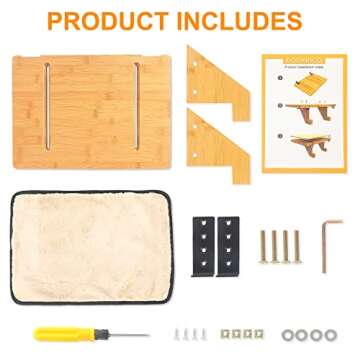 Cat Window Perch, Wall Mount Cat Window Hammock for Indoor Cats, Durable Sturdy Natural Bamboo Cat W...