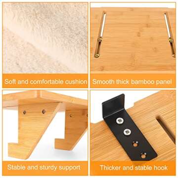 Cat Window Perch, Wall Mount Cat Window Hammock for Indoor Cats, Durable Sturdy Natural Bamboo Cat Window Seat, Fit Window Sills with Gaps (Yellow)