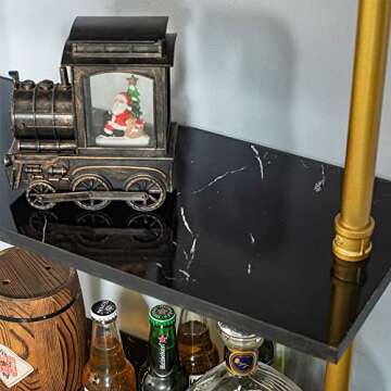 HEONITURE 6-Tier Black Faux Marble and Gold Shelves Bookshelf Decor Industrial Pipe Shelving Metal for Living Room(23.6x9.8x66.9”)