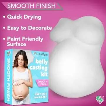 Luna Bean Deluxe Belly Casting Kit, Easy Pregnancy Belly Cast with Smooth Finish - Gifts for Expecting Mom, Baby Nursery Décor Keepsake, Pregnant Mom to Be Gift, Pregnancy Must Haves