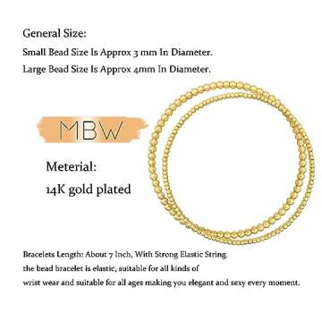 Trendy MBW Gold Beaded Bracelets Set for Women