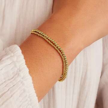 Trendy MBW Gold Beaded Bracelets Set for Women