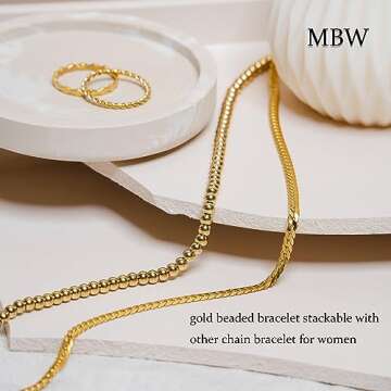 Trendy MBW Gold Beaded Bracelets Set for Women
