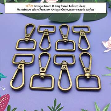 12Pcs 3/4" Inside Diameter D Ring Swivel Lobster Clasp for Crafts,Metal Swivel Snap Keychain Hook Sw...