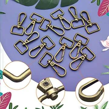 12Pcs 3/4" Inside Diameter D Ring Swivel Lobster Clasp for Crafts,Metal Swivel Snap Keychain Hook Swivel Clasps Claw Lobster Clasp Keychain Clips for Keychain Lanyard,Jewelry(Antique Bronze)