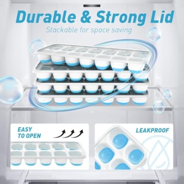 Durable Stackable Ice Cube Trays - 4 Packs for 56 Cubes